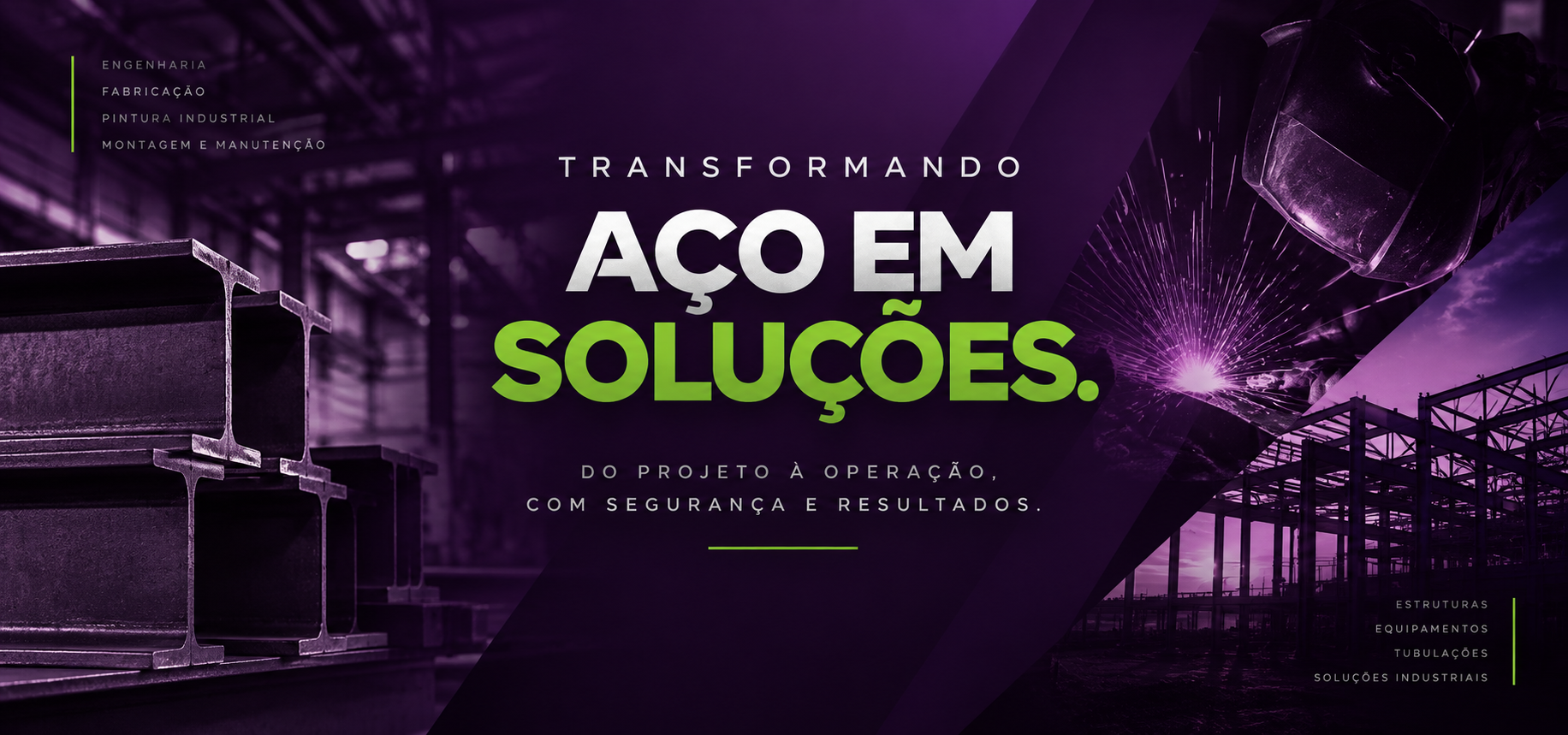 Bratech Industrial: transformando aço em soluções, com imagens de fabricação, soldagem e montagem